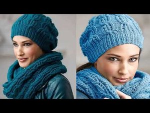 Вяжем шапку и снуд спицами одним узором