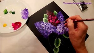 How to paint lilac/ ACRYLIC/ for beginers КАК РИСОВАТЬ СИРЕНЬ АКРИЛОМ  ПОЭТАПНО/