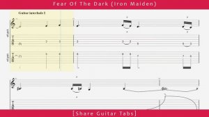 [Share Guitar Tabs] Fear Of The Dark (Iron Maiden) HD 1080p