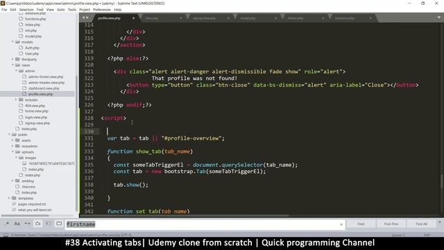 #38 Activating tabs | Udemy clone from scratch in php | Quick programming tutorial смотреть онлайн