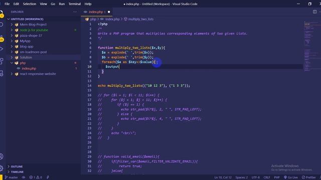 PHP - Exercises, Practice, Solution [16] multiple 2 list