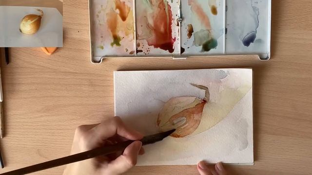 Этюд лука. Рисуем акварелью смотреть онлайн