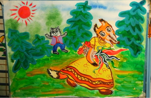 Как нарисовать русскую народную сказку "Кот, петух и лиса".