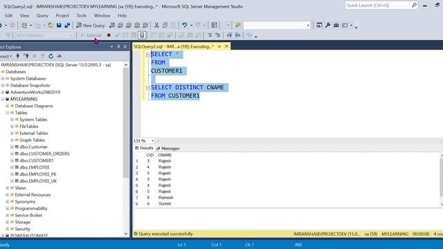 18) What is DISTINCT Clause in SQL Server | Explained in Telugu | SQL Server Telugu Tutorials