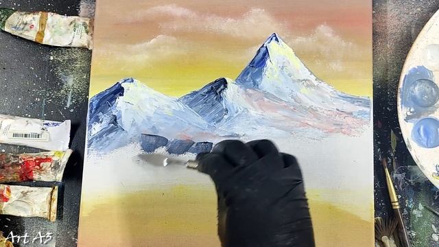 ГОРЫ/ ОЗЕРО/ ЛЕС/ МАСЛО /Рисунок № 65/ АРТ А3 смотреть онлайн