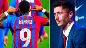 Memphis reaction to Barca giving №9 jersey to Lewandowski revealed - Robert presentation at Camp Nou