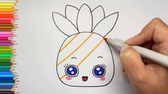 Рисунки для срисовки Ананас раскраска для детей / Pineapple coloring book for kids
