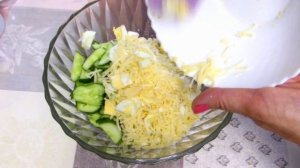 ЛЕТНИЙ САЛАТ С ОГУРЦОМ. Простой легкий салатик.