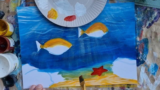 ПОДВОДНЫЙ МИР |Поэтапное рисование красками для детей✌️ смотреть онлайн