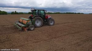 Трактор Massey Ferguson 6713 с навесной сеялкой Amazone D9 4000 - посевная 2020