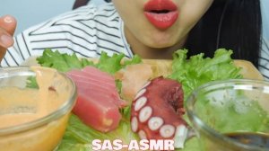 ASMR RAW Octopus + Tuna Sashimi (SAVAGE EATING SOUNDS) No Talking | SAS-ASMR