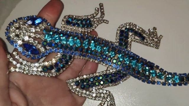 Мечта сбылась,огромная Чешская брошь Ящерица и Уникальная брошь Федоскино
