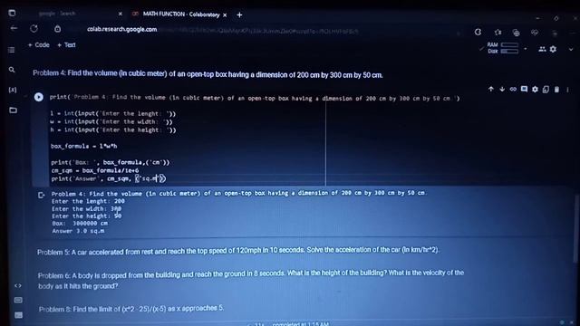 Create a simple python code by using Math Function to solve the problems смотреть онлайн
