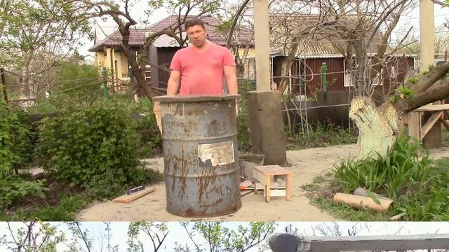 Изготовление стола-бочки. Дачное обустройство. Поделки для дачи своими руками. Идея для дачи. смотреть онлайн
