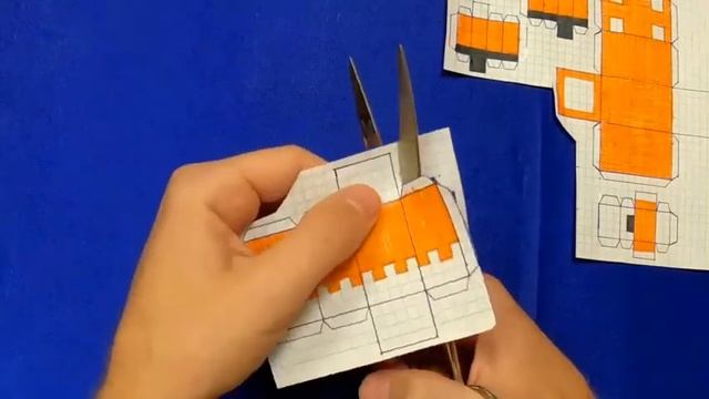 мастер-класс Лиса Майнкрафт - из бумаги по клеточкам + развертка смотреть онлайн