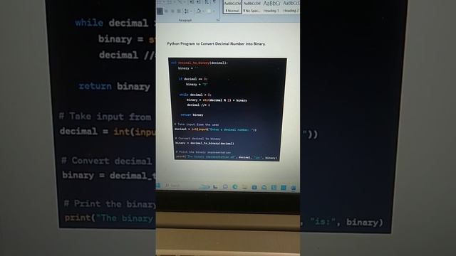 Python program to convert Decimal number to binary