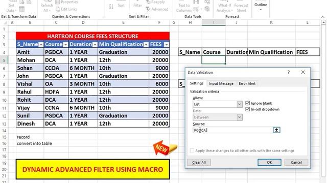 How to use Dynamic Advanced Filter Using Macro in Ms-excel 2019