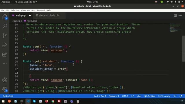 Laravel Views | Pass parameter to laravel view file | Laravel 9 tutorial | Learning Points