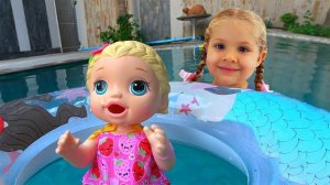 My super fun day with Baby Doll, Roma and Diana pretend play with toys for girls