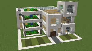 Майнкрафт - Как построить современный дом с фермой. Minecraft