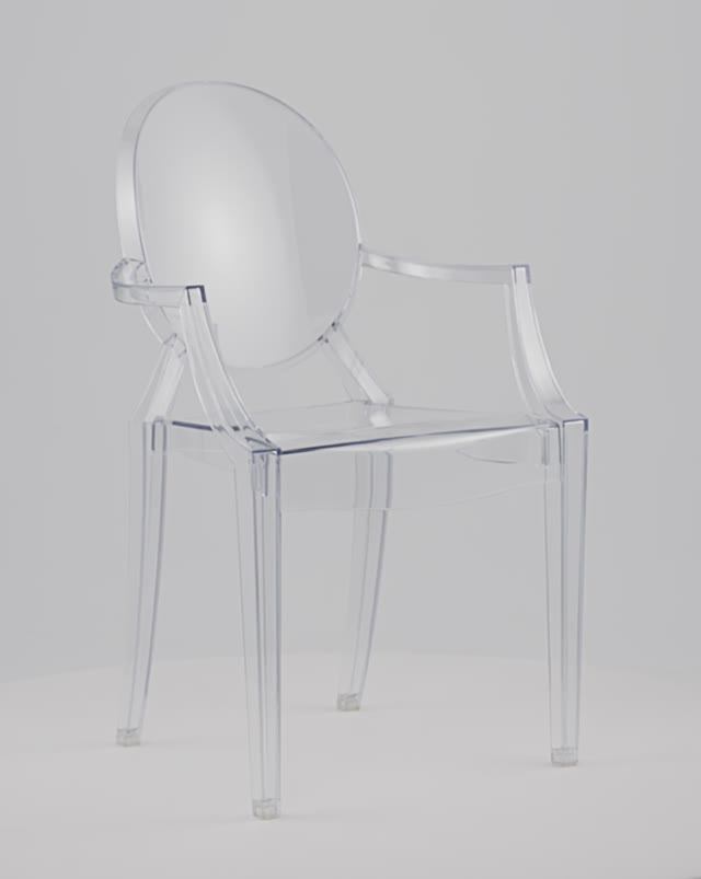 Стул Victoria Ghost с подлокотниками. Стильный дизайнерский стул из прозрачного пластика