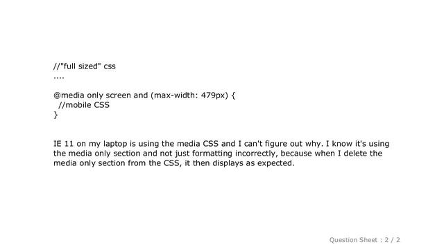 HTML : Internet Explorer 11 using media query css