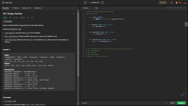 Daily Leetcode Challenge | Day 30 | Design HashSet