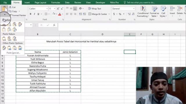 Tutorial excel [5]: Cara cepat merubah tabel horizontal menjadi vertikal dengan transpose смотреть онлайн