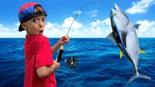 Mark plays fishing in a funny story for kids