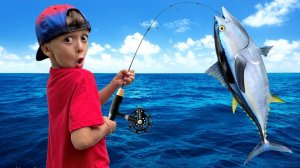 Mark plays fishing in a funny story for kids