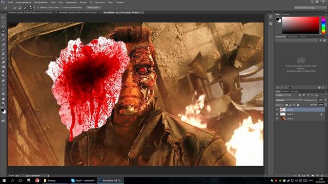 Как в фотошопе добавить кровь на лицо HD 60Fps смотреть онлайн