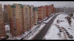 Горнолыжный спуск "Фристайл" г. Дзержинский. Сноуборд, горные лыжи. Съемка с коптера DJI Mavic Pro.