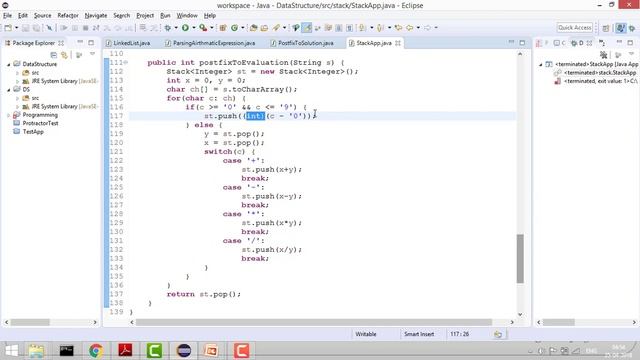 Stack: Postfix expression to evaluation | Implementation in Java смотреть онлайн