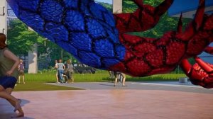 Spider-Man Battle in JWE! Superhero Dinosaurs! Black Godzilla! Spider-Man: Miles Morales Costume