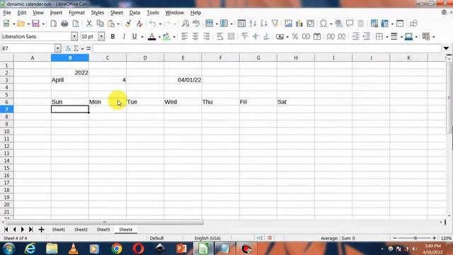 How to make a dynamic calendar in libreoffice calc