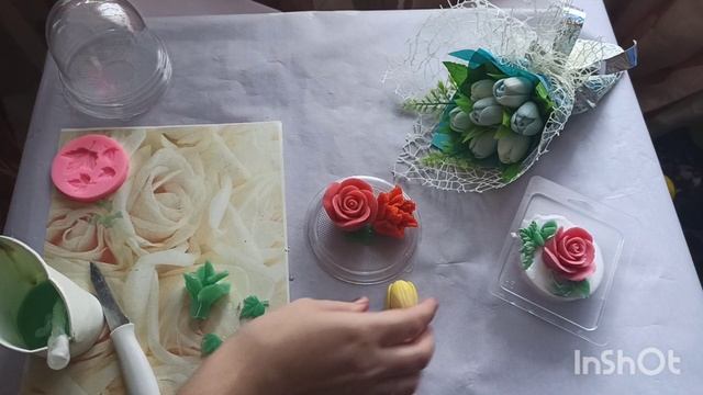 мыло в куполе, пирожное из мыла с розой, мыльная композиция в куполе, Soap