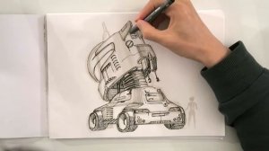 Concept art sketch process. Tractor head.