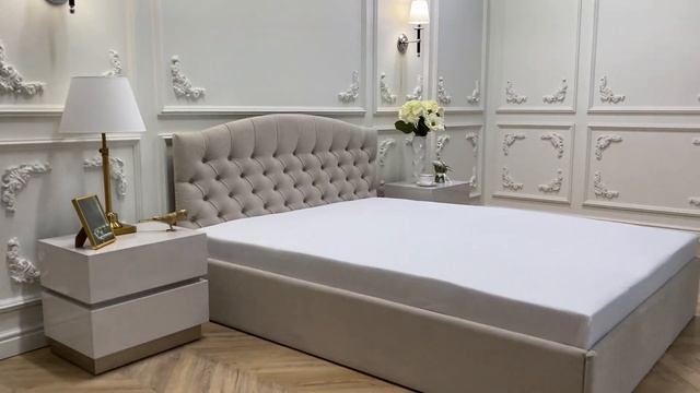 Кровать двуспальная с мягким изголовьем 160х200 молочная Грация смотреть онлайн