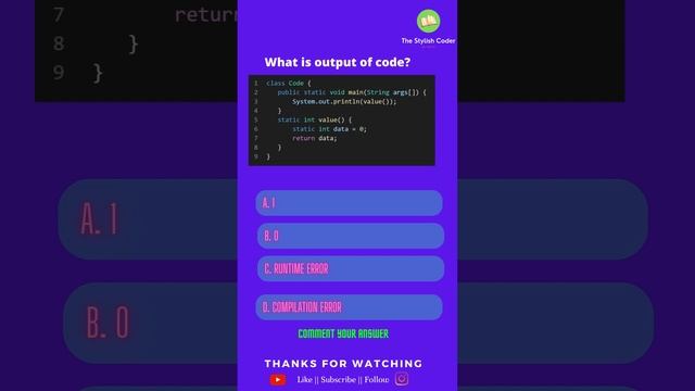 91. Can you predict the output of JAVA code | The Stylish Coder | #java