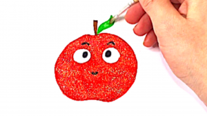 Рисование для детей. Учимся рисовать фрукты и яблоко.