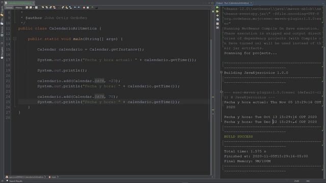 Java Ejercicio: 423 Efectuar Operaciones Aritméticas sobre Fechas con un Objeto de Tipo Calendar смотреть онлайн