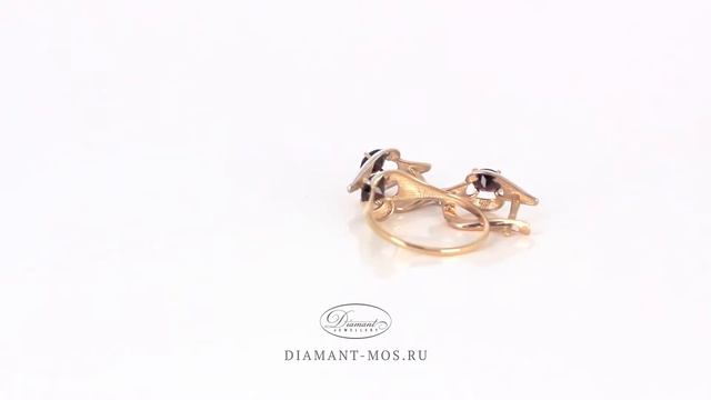 Золотое кольцо (Арт.714620)  и серьги (Арт. 724765) с гранатом