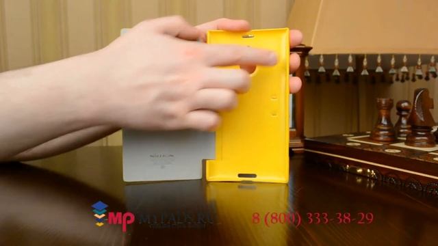 Фирменный чехол книжка из качественной импортной кожи с подставкой для Nokia Lumia 1520 жёлтый смотреть онлайн