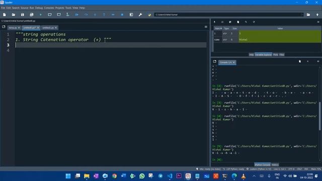 Traverse a string |in python | class 12 python | class 12 computer science in hindi | Vishal Kumar