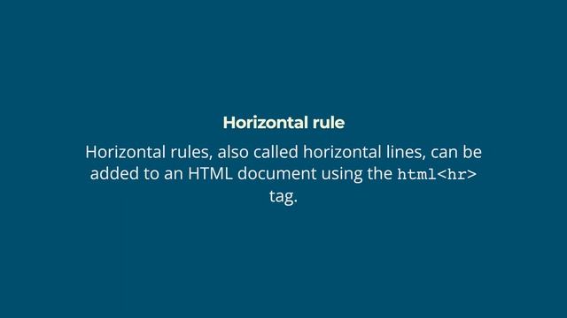 special characters and horizontal rules in HTML