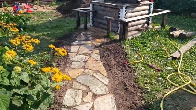 Дорожка из плитняка? Легко. Обзор сделанной работы.
