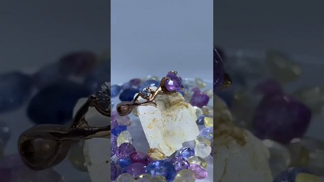 925 Sterling silver Ring 1.30 Ct Natural Lotus color Sapphire With White Sapphire Studded