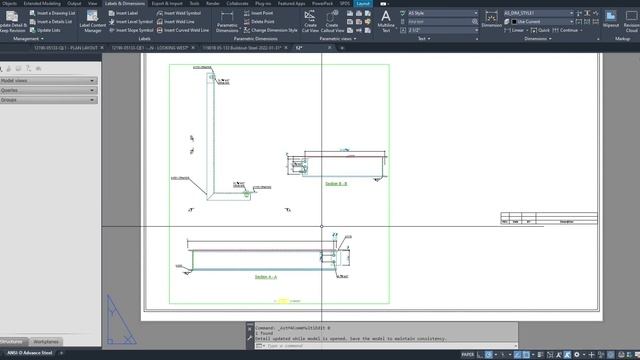How To Add Section To Assembly Drawing in Autodesk Advance Steel ...