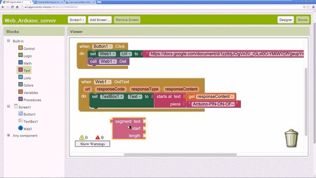 Arduino Android App Inventor Web server AI2 сервер Tutorial Ethernet Shield