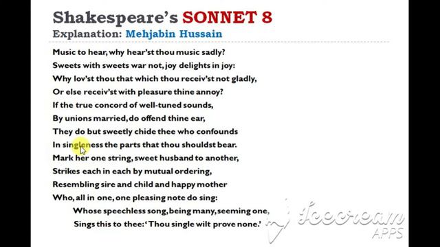 Sonnet 8 by William Shakespeare Line by Line Explanation смотреть онлайн